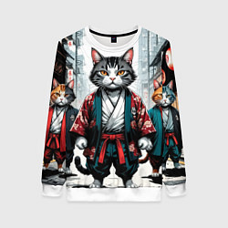 Свитшот женский Коты якудза, цвет: 3D-белый