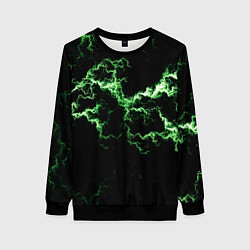 Свитшот женский Lightning green glow, цвет: 3D-черный