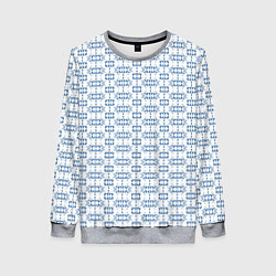 Свитшот женский Синий геометрический узор на белом фоне, цвет: 3D-меланж
