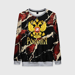Свитшот женский Россия - черно-красный фон, цвет: 3D-меланж