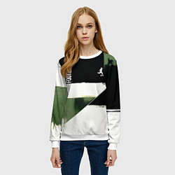 Свитшот женский Футбол на фоне брызг красок, цвет: 3D-белый — фото 2