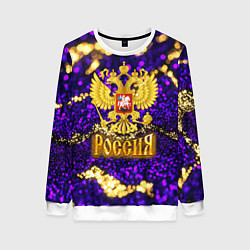 Женский свитшот Россия - фиолетовая текстура