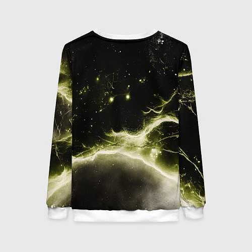 Женский свитшот Россия - герб на черно-зеленом фоне / 3D-Белый – фото 2