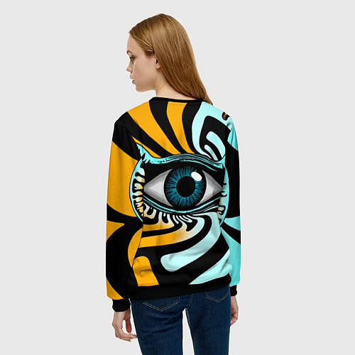 Женский свитшот Глаз - психоделика / 3D-Черный – фото 4