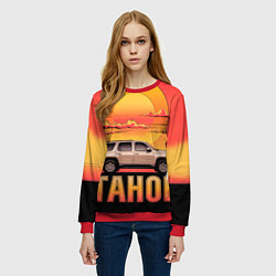 Свитшот женский Tahoe на закате джип, цвет: 3D-красный — фото 2