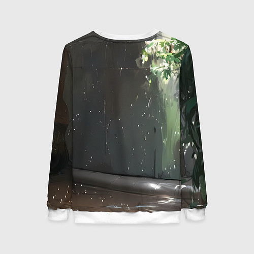 Женский свитшот Брюнетка в воде под дождем / 3D-Белый – фото 2
