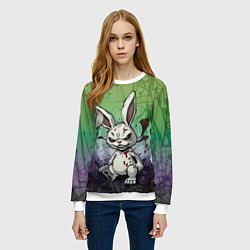 Свитшот женский Безумный кролик хулиган, цвет: 3D-белый — фото 2
