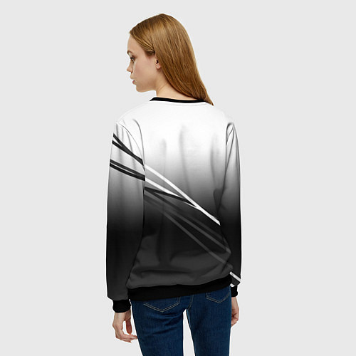 Женский свитшот Sport градиент из белого в серый с полосами / 3D-Черный – фото 4