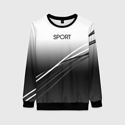 Свитшот женский Sport градиент из белого в серый с полосами, цвет: 3D-черный