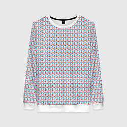 Свитшот женский Красно-синие фигуры на белом фоне, цвет: 3D-белый