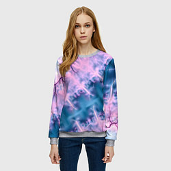 Свитшот женский Вода и розовая абстракция, цвет: 3D-меланж — фото 2