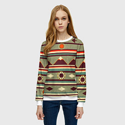 Свитшот женский Этнический мотив с горами, цвет: 3D-белый — фото 2