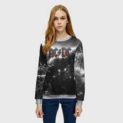 Свитшот женский ACDC металлический лого черно-белая текстура, цвет: 3D-меланж — фото 2