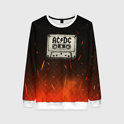Свитшот женский ACDC лого на кассете, цвет: 3D-белый