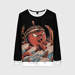 Свитшот женский Осьминог такояки, цвет: 3D-белый