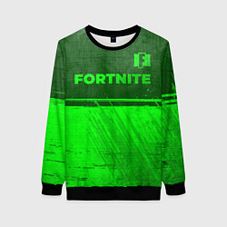 Свитшот женский Fortnite - green gradient посередине, цвет: 3D-черный