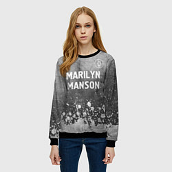 Свитшот женский Marilyn Manson - grey gradient посередине, цвет: 3D-черный — фото 2