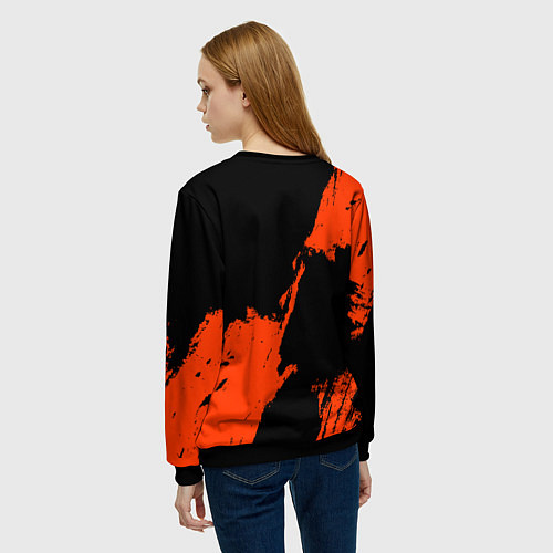 Женский свитшот Анахайм Дакс - оранжевая краска / 3D-Черный – фото 4