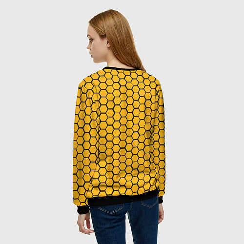 Женский свитшот Бостон Брюинз - желтые соты / 3D-Черный – фото 4