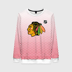 Свитшот женский Чикаго Блэкхокс - красные треугольники с градиенто, цвет: 3D-белый