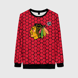 Женский свитшот Чикаго Блэкхокс - красные соты