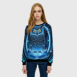 Свитшот женский Виртуальный филин, цвет: 3D-черный — фото 2