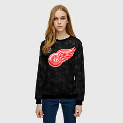 Свитшот женский Детройт Ред Уингз - черные соты, цвет: 3D-черный — фото 2