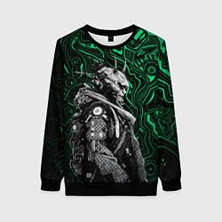 Свитшот женский Японский кибернетический Они, цвет: 3D-черный