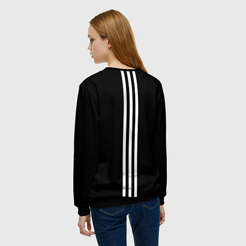 Женский свитшот Россия три полоски / 3D-Черный – фото 4