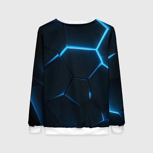 Женский свитшот Черные плиты с синим светом / 3D-Белый – фото 2