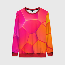 Свитшот женский Розово-оранжевые плиты, цвет: 3D-красный
