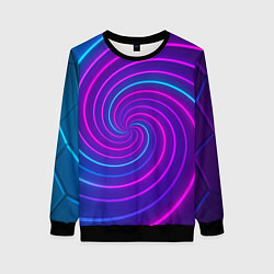 Свитшот женский Сине-фиолетовая спираль, цвет: 3D-черный