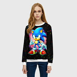 Свитшот женский Sonic in space, цвет: 3D-белый — фото 2