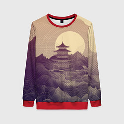 Женский свитшот Ретро иллюстрация Японского храма