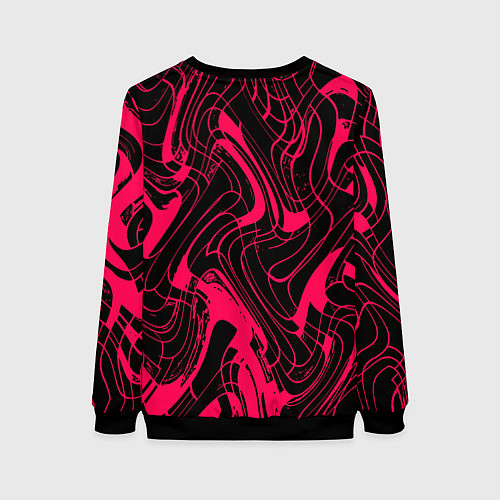 Женский свитшот Чёрно-розовый абстрактные линии / 3D-Черный – фото 2