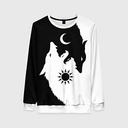 Женский свитшот Мистические волки дня и ночи инь-янь
