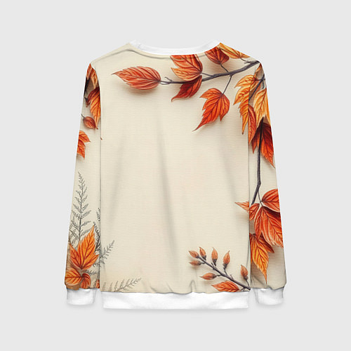 Женский свитшот Лис под осенними листьями / 3D-Белый – фото 2