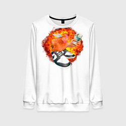 Свитшот женский Петух на дрипе - swag chiken money meme, цвет: 3D-белый