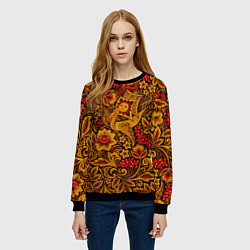 Свитшот женский Летучий корабль в стиле хохломской росписи, цвет: 3D-черный — фото 2