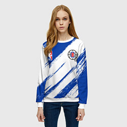 Свитшот женский Клипперс - синяя краска, цвет: 3D-белый — фото 2