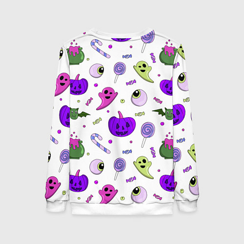 Женский свитшот Halloween purple pumpkin pattern / 3D-Белый – фото 2
