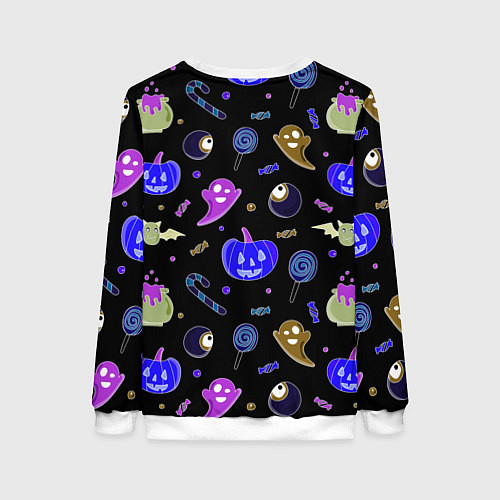 Женский свитшот Halloween blue black pumpkin / 3D-Белый – фото 2