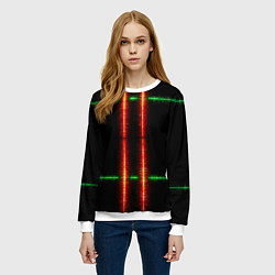 Свитшот женский Color black green red lines, цвет: 3D-белый — фото 2