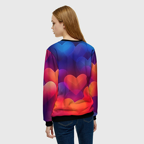 Женский свитшот Lana Del Rey на фоне сердечек / 3D-Черный – фото 4