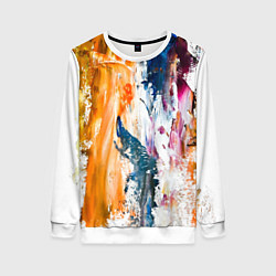Свитшот женский Разноцветные мазки кисти на палитре художника, цвет: 3D-белый