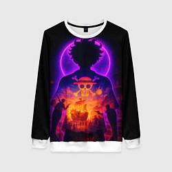 Женский свитшот Ванпис - неоновый Луффи