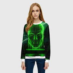 Свитшот женский Неоновая голова, цвет: 3D-белый — фото 2
