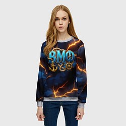 Свитшот женский Объемные буквы ВМФ, цвет: 3D-меланж — фото 2