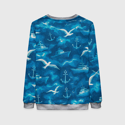 Женский свитшот Морской камуфляж акварелью / 3D-Меланж – фото 2