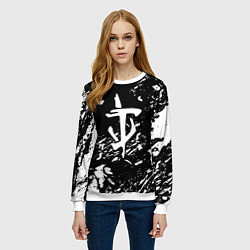 Свитшот женский Doom белые краски штрихи, цвет: 3D-белый — фото 2